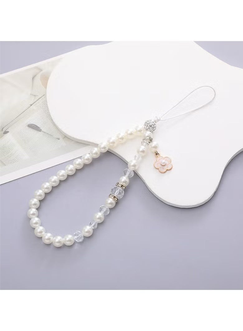 Little Fragrance Pearl Mobile Phone Chain - Small Flower Pendant Mobile Phone Lanyard - Beaded Charm - Mobile Phone Camera Wallet MP3 MP4 iPod PSP Keychain for Women Wristband - Image 1